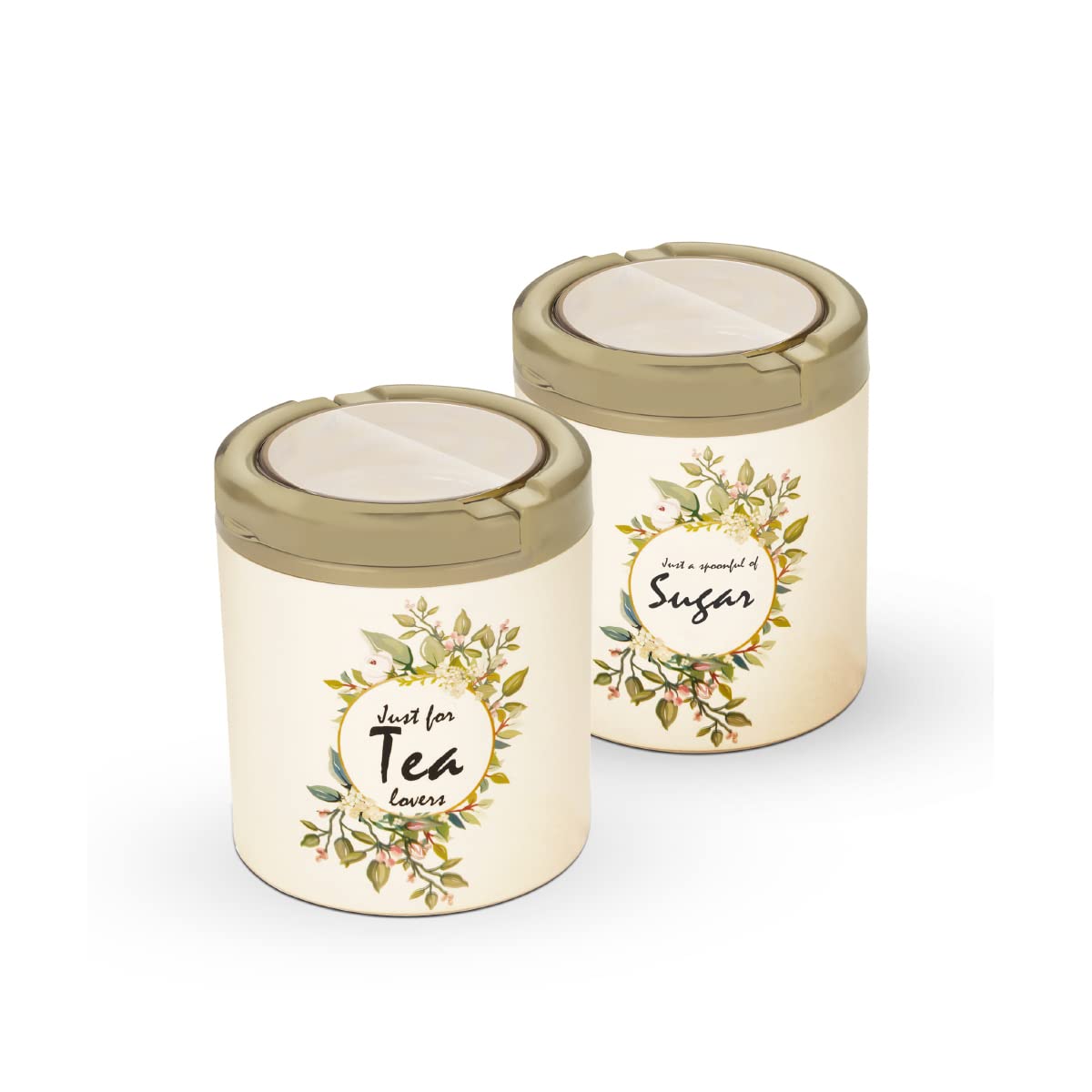 Trueware Lift Up St Container |Set Of 2| Olive Green|750 Ml|Plastic|Air Tight|Bpa Free |100% Food Grade |Canister| Jar | Plastic