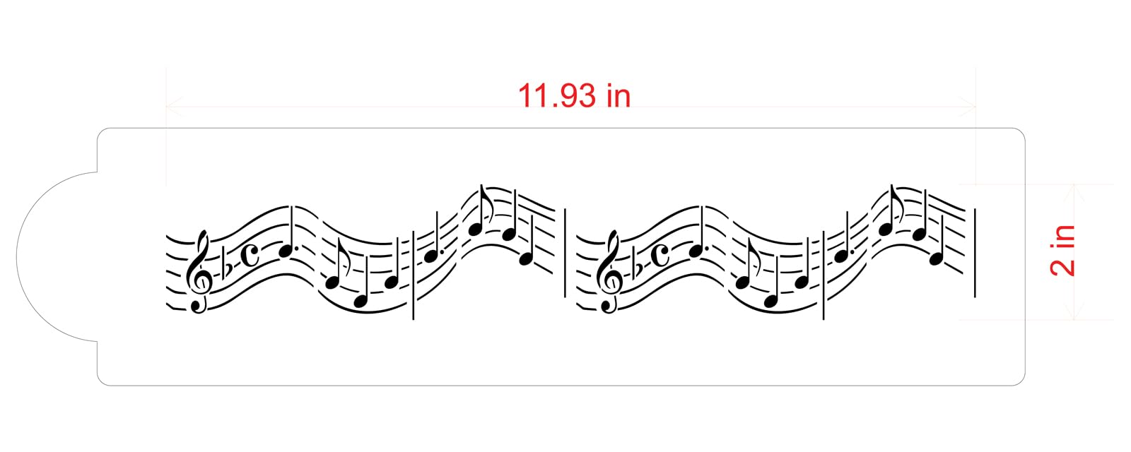 Designer Stencils C128T Musical Notes Cake Stencil, Beige/Semi-Transparent, 12''