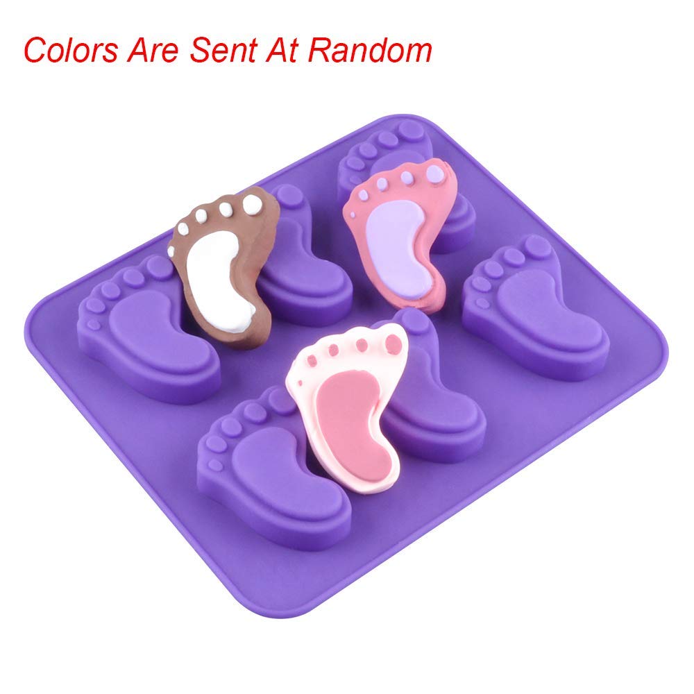 3Pcs Baby Foot Prints Silicone Soap Molds Footprint Shaped Chocolate Candy Molds Nonstick Lotion Bars Jello Ice Cube Tray Food G