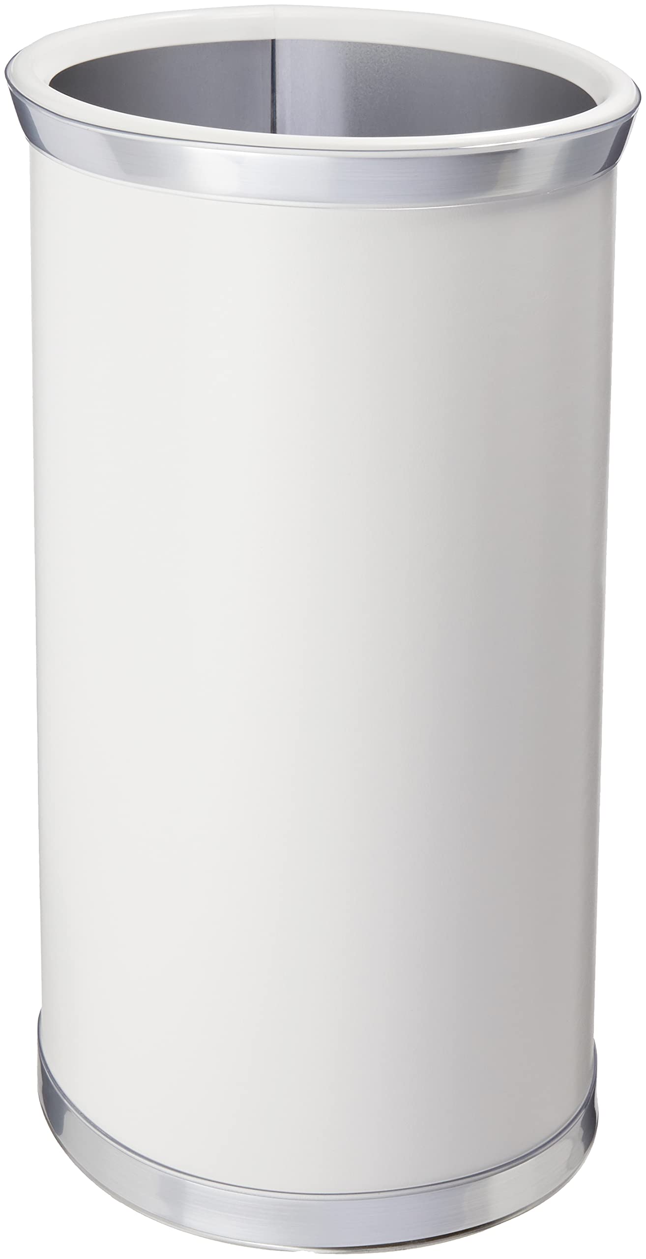 Sophisticates White W/ Brushed Chrome 14 Inches Oval Waste Basket