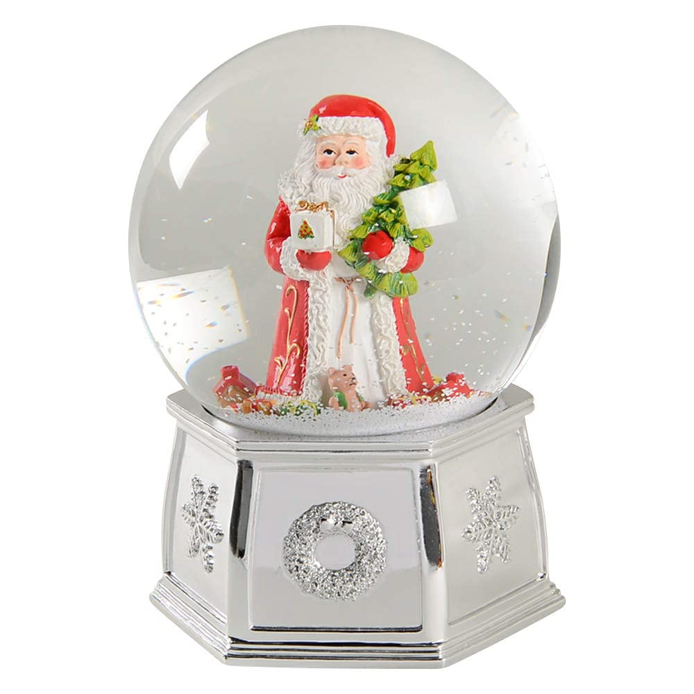 Spode Christmas Tree Musical Santa Snow Globe, Large-New Condition