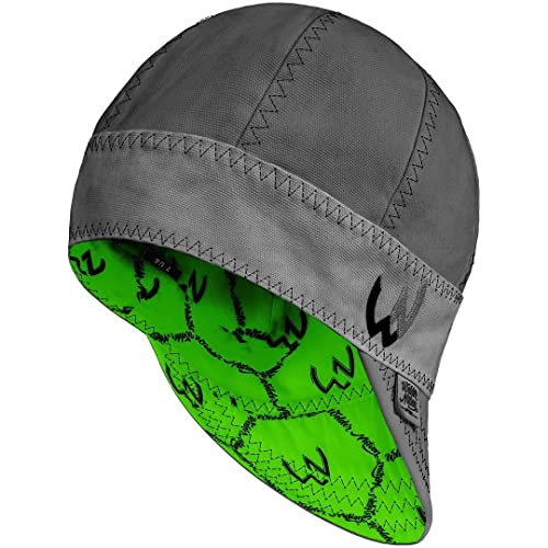 Welder Nation 8 Panel Welding Cap, Durable, Soft 10 Oz Cotton Duck Canvas, For Safety And Protection While Welding The Bamf Grey