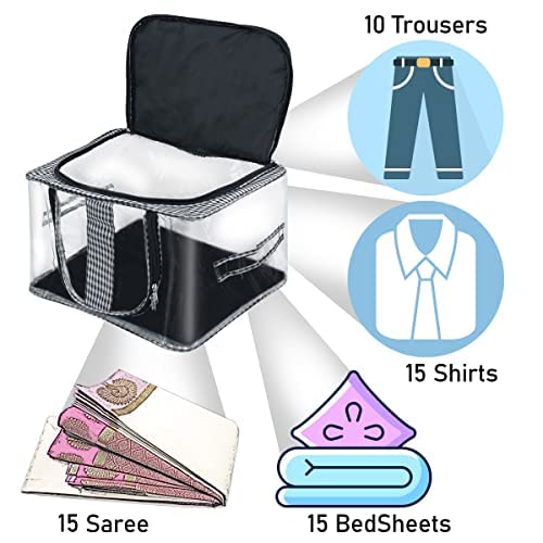 Storite 4 Pack Nylon 33 L PVC Transparent Moisture Proof Storage box for Clothes Closet Wardrobe Bag for Clothes Saree Bags with