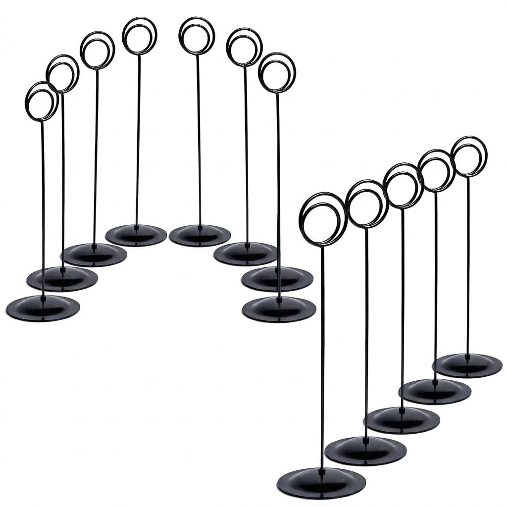 HOHIYA Metal Table Number Holders 12 Pack 12inches Tall Place Card Stands for Weddings Banquets Restaurants Events Heavy-Duty Table Number Clips Black Color Taiwan Made-New Condition