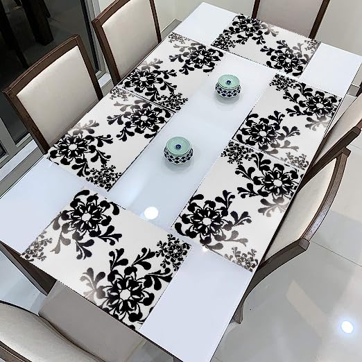 Cread Craft Placemats, Stain Resistant AntiSkid Washable PVC Table Mats Woven Vinyl Placemats, Set of 6 CC13