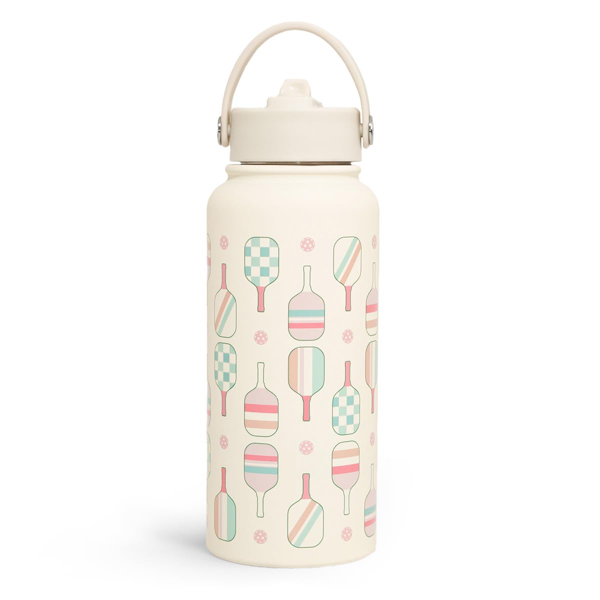 SANDJEST Pickleball Water Bottle 32oz Stainless Steel Insulated Vaccum with Lid, Pickleball Gifts for Pickleball Players, Pickle