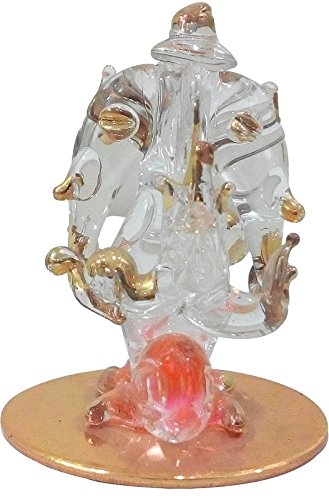 Saugat Traders Crystal Ganesha Idol For Car Dashboard- Double Side Face Ganesha Idol - Small Ganesha Murti - Gifting Purpose