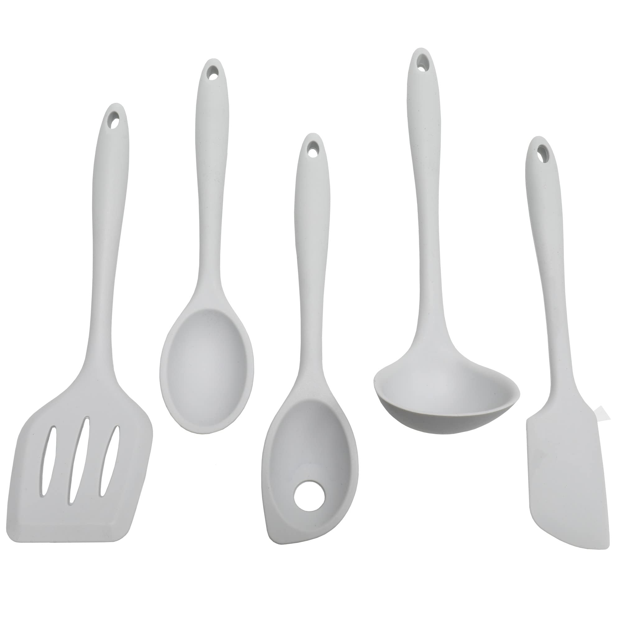 Chef Craft Premium Silicone Kitchen Tool And Utensil, 5 Piece Set, Gray