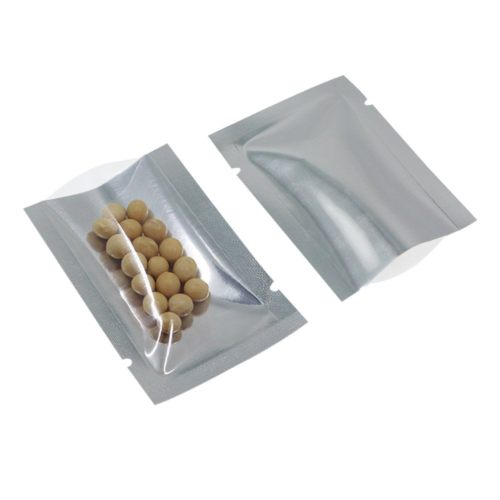 Silver Aluminum Foil Pouch Heat Seal Front Window Plastic Mini Open Top Flat Vacuum Packaging Mylar Bag Food Small Sample Mylar