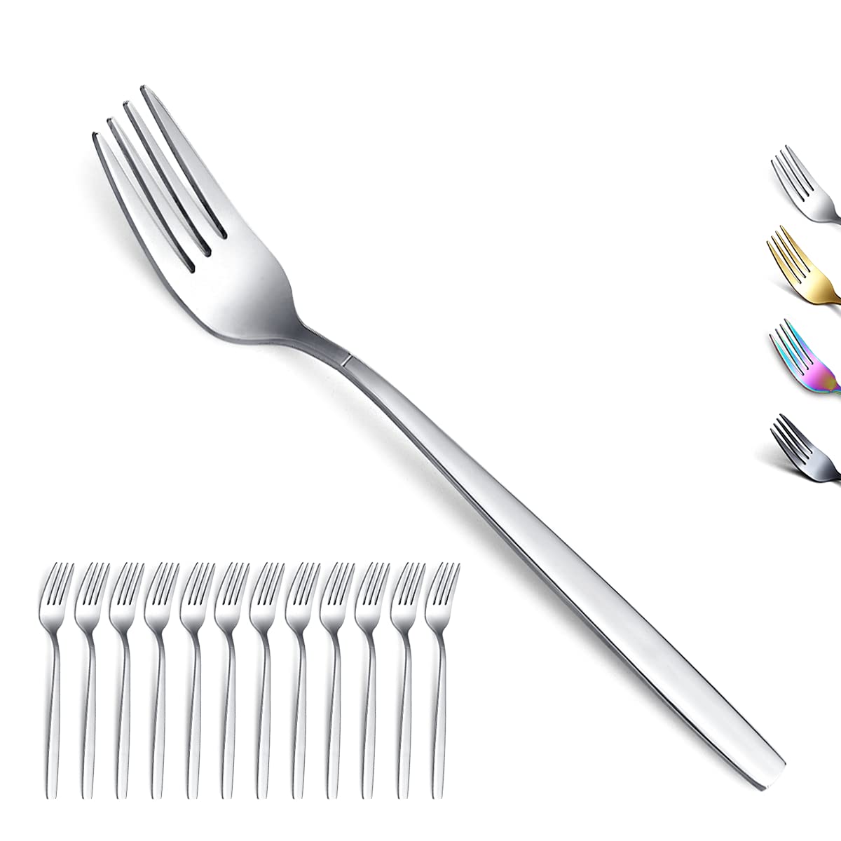 Berglander Dinner Forks Of 12, Stainless Steel Modern Fork Set, Forks And Spoons Silverware, Spoons And Forks Set