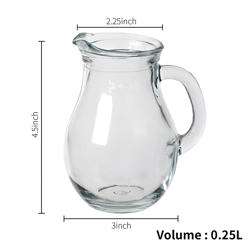 2 Pcs Classic Glass Creamer Pitcher With Handle 8.5 Oz Dgq Elegant Small Glass Pitcher Milk Pourer Glass Tea Pitcher Coffee Milk