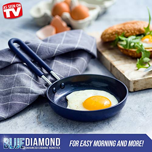 Blue Diamond Mini Egg Pan, Healthy Ceramic Nonstick, 0 Size, Blue, Model CC002447-001