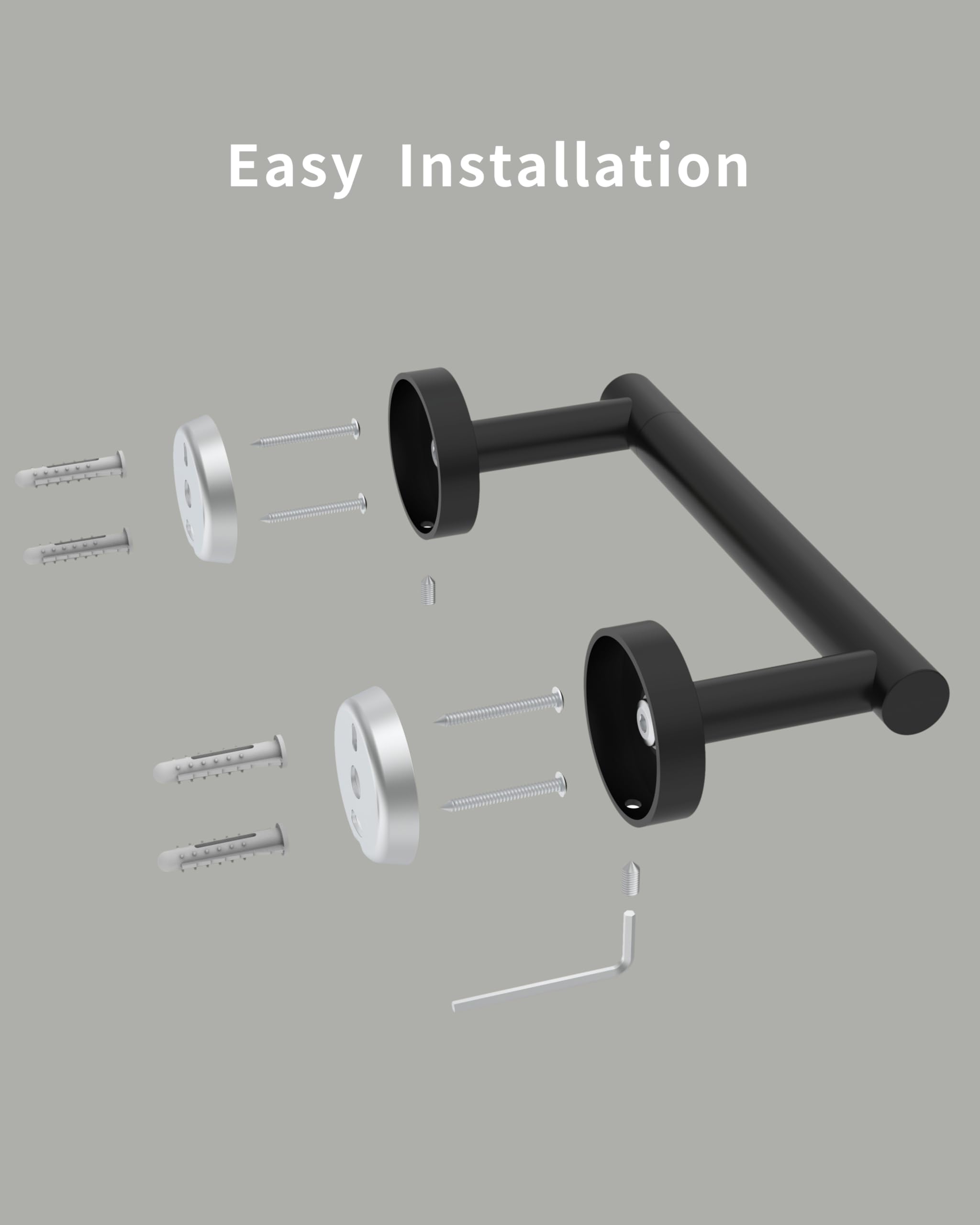 Wzkaly Matte Black Toilet Paper Holder Sus 304 Stainless Steel Adjustable Tp Large Mega Roll Holder Wall Mounted Toilet Tissue H