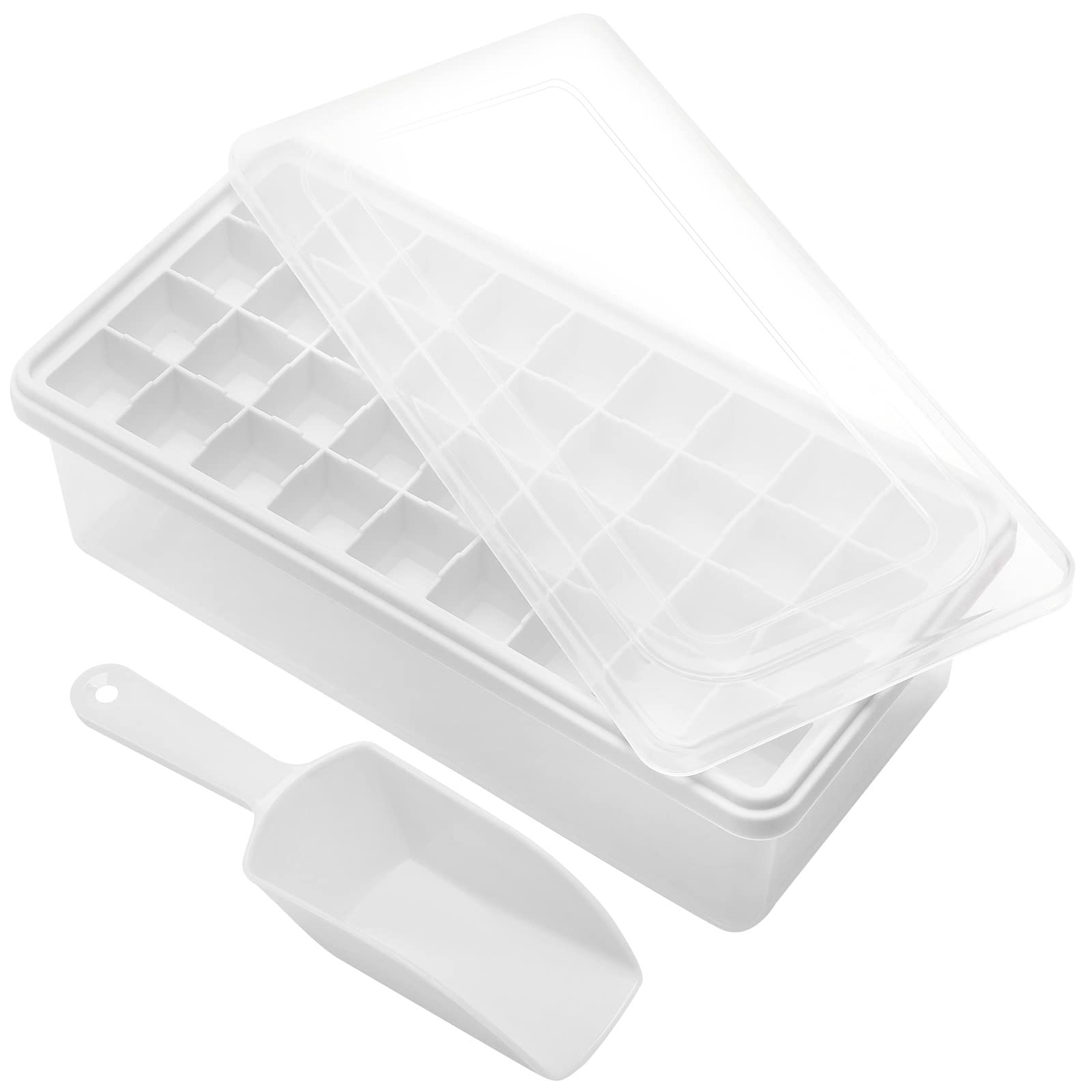 Silicone Ice Cube Tray with Leak-Proof Lid & Storage Bin for Freezer - BPA-Free 36-Piece Nugget Ice Molds, Spill-Resistant Cover