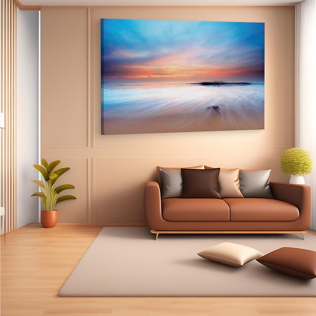 TRUECANVAS Mac Beach Sunrise, Wooden Framed Canvas Paintings for Home Decor | Bedroom, Living Room,Wall Decoration | Wall Art Pa