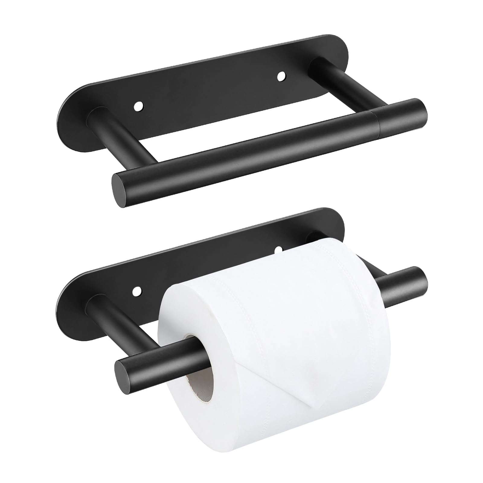 2 Pieces Matte Black Toilet Paper Holder, Upgraded Commercial Toilet Paper Dispenser Toilet Roll Holder, Modern Double Base Pape