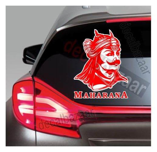 decalbazaar Vinyl Maharana Pratap Singh Glossy Glass Wall Vehicle Sticker, 11 x 8.5 Inches Red