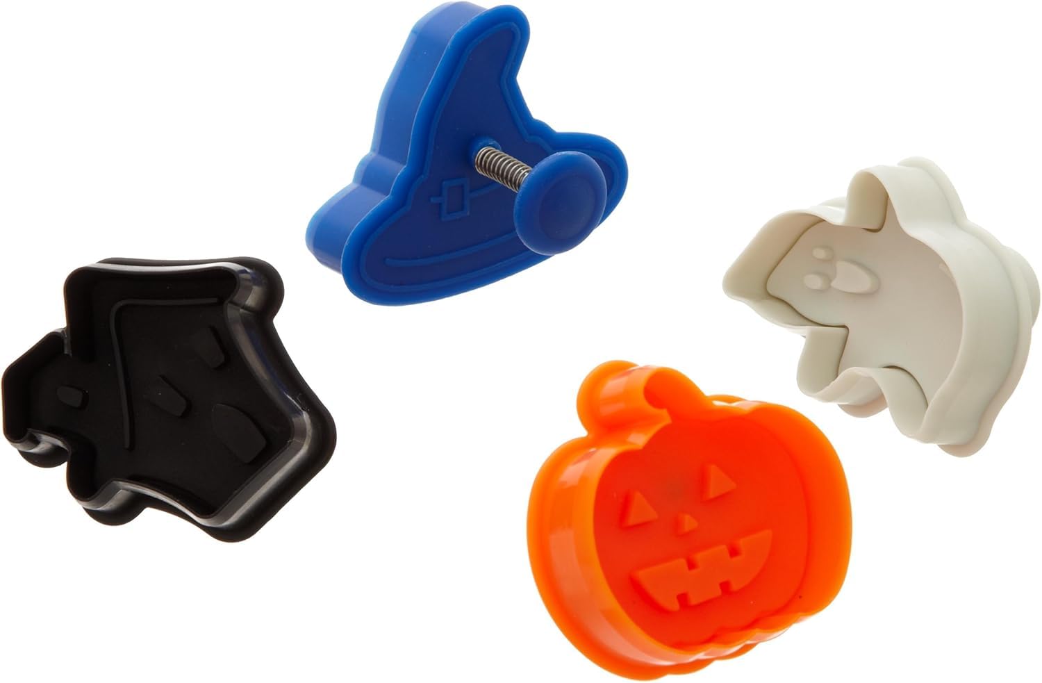 Ateco Halloween Themed Plunger Cutters, Set Of 4 Shapes For Cutting Decorations & Direct Embossing, Spring-Loaded Handle, Food S