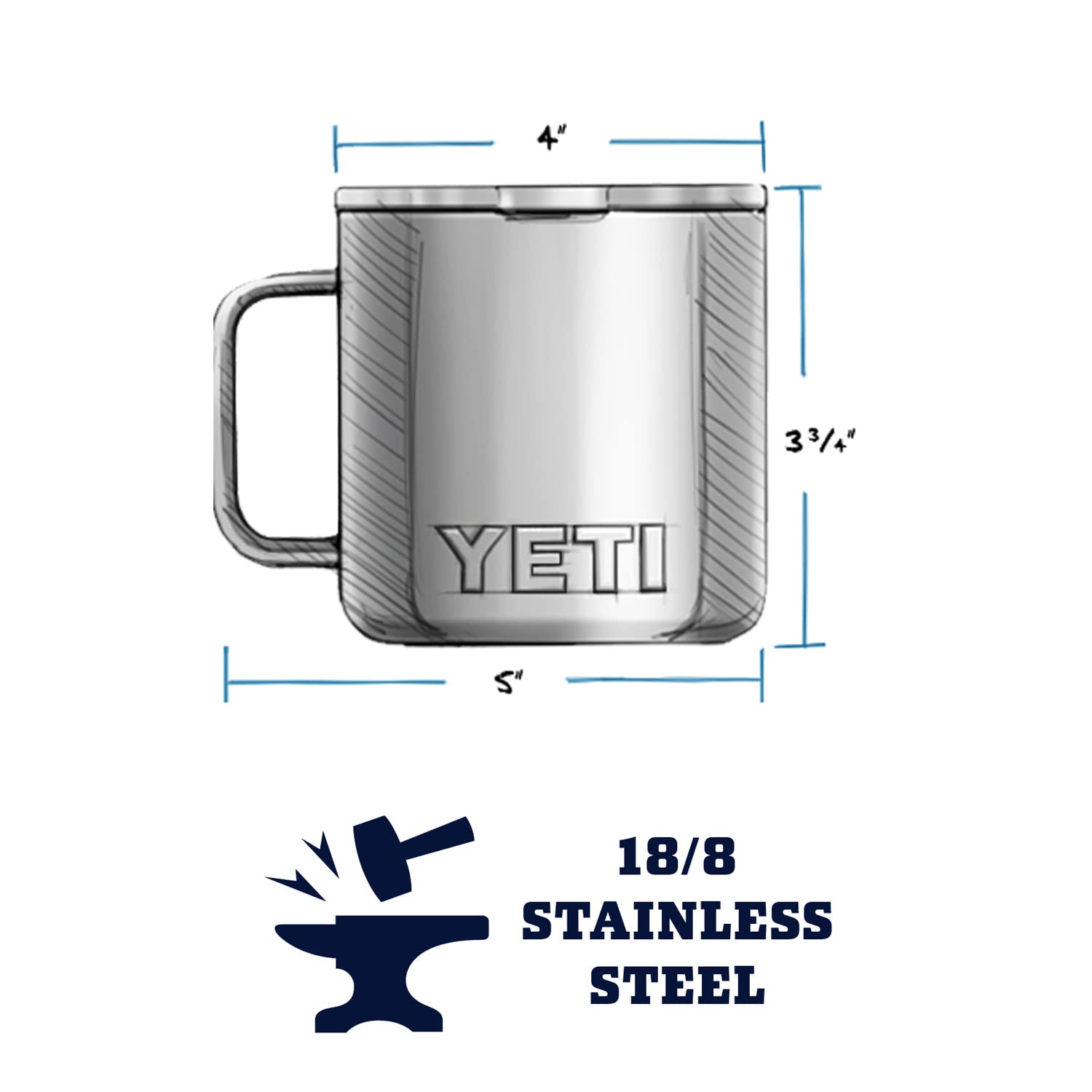 YETI Rambler 10 oz Stackable Mug, Vacuum Insulated, Stainless Steel with MagSlider Lid, Charcoal