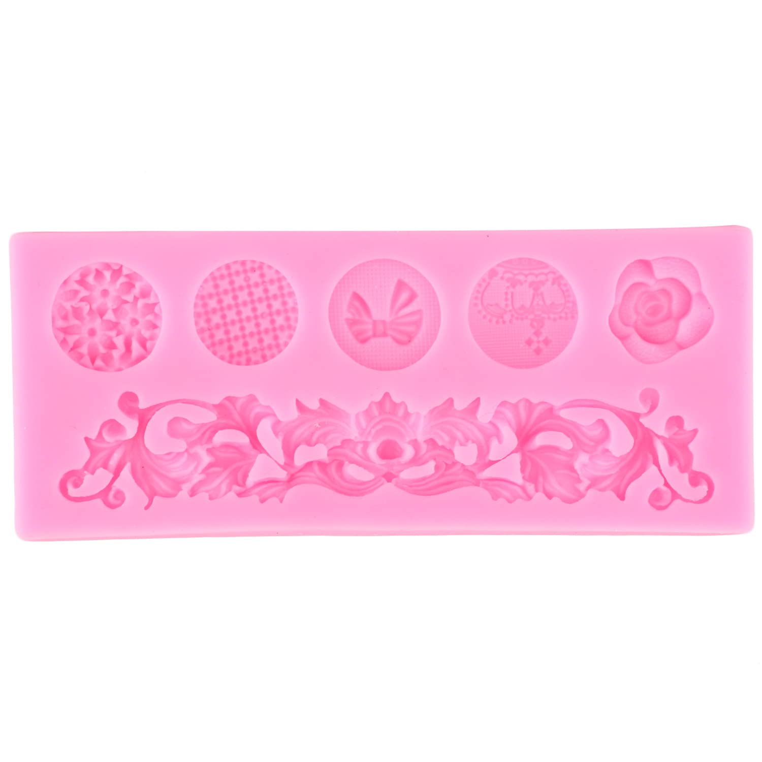 Rfghac Baroque Fondant Molds Scroll Border Lace Silicone Molds Cake Border Molds For Cake Decoration Candy Polymer Clay Cupcake