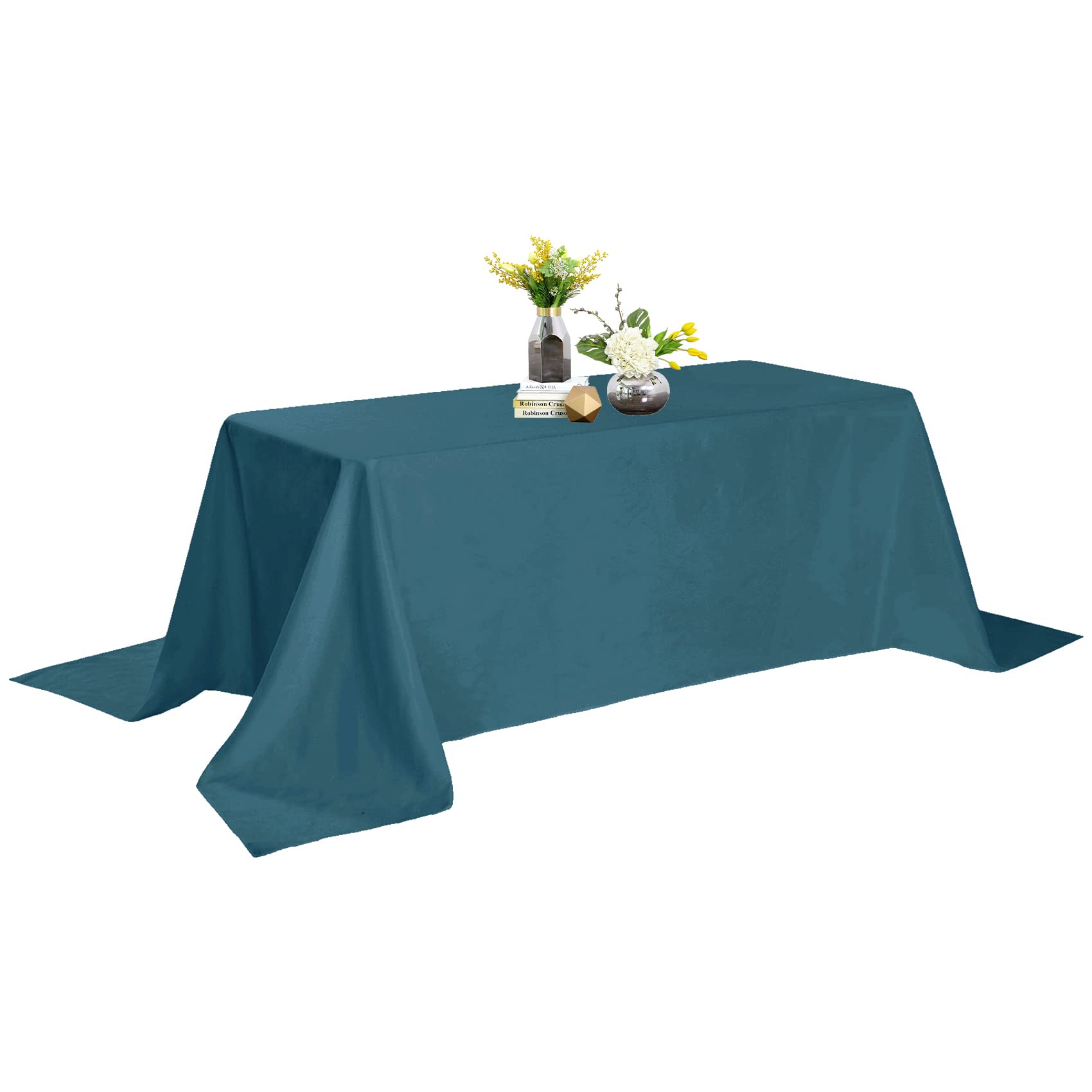 Rectangle Tablecloth - 90X156 Peacock Blue Tablecloth - Stain And Wrinkle Resistant Washable Polyester Table Cloth, Decorative F