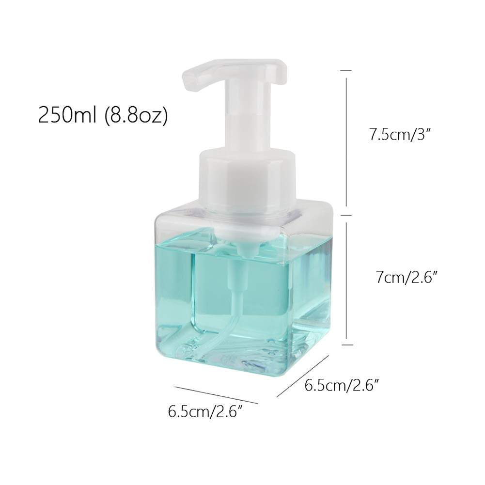 Uujoly Foaming Soap Dispenser, 250Ml (9Oz) Refillable Pump Bottle For Liquid Soap, Shampoo, Body Wash (2 Pcs) (Small Clear)