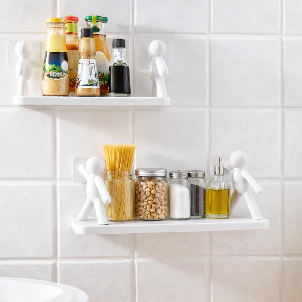 Oblivion Bathroom Stick On Shelf  Heavy Duty Adhesive Wall Mounted Organizer Rack Without Drilling For Bathroom, Toilet, Kitche
