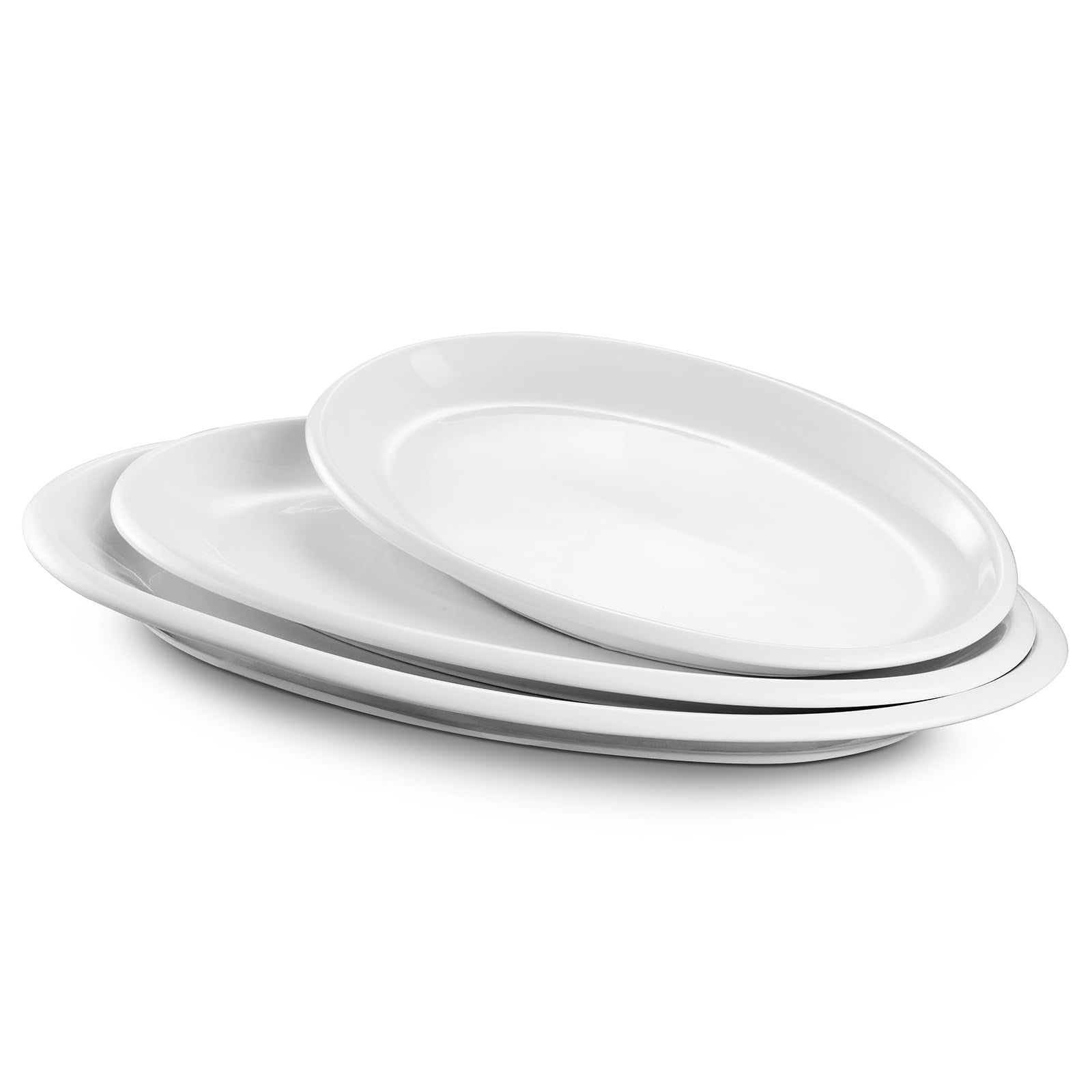 DOWAN Large Serving Platter, 16/14/12 Oval Platters Oven Safe, White Serving Plates for Wedding Decor, Ceramic Serving Dish for 