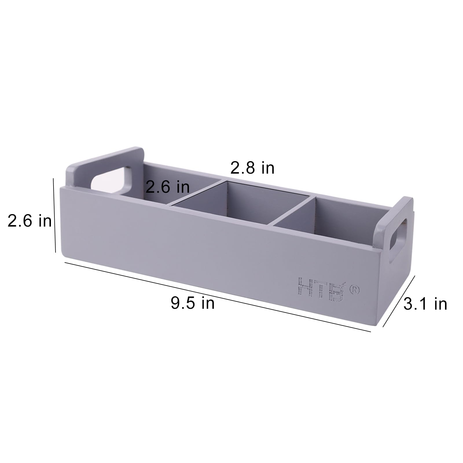 Slim Tea Bag Organizer 2Pcs By Htb, Grey 3 Compartments Tea Box Wooden With Handle For Small Space, Wood Tea Organizer For Tea B