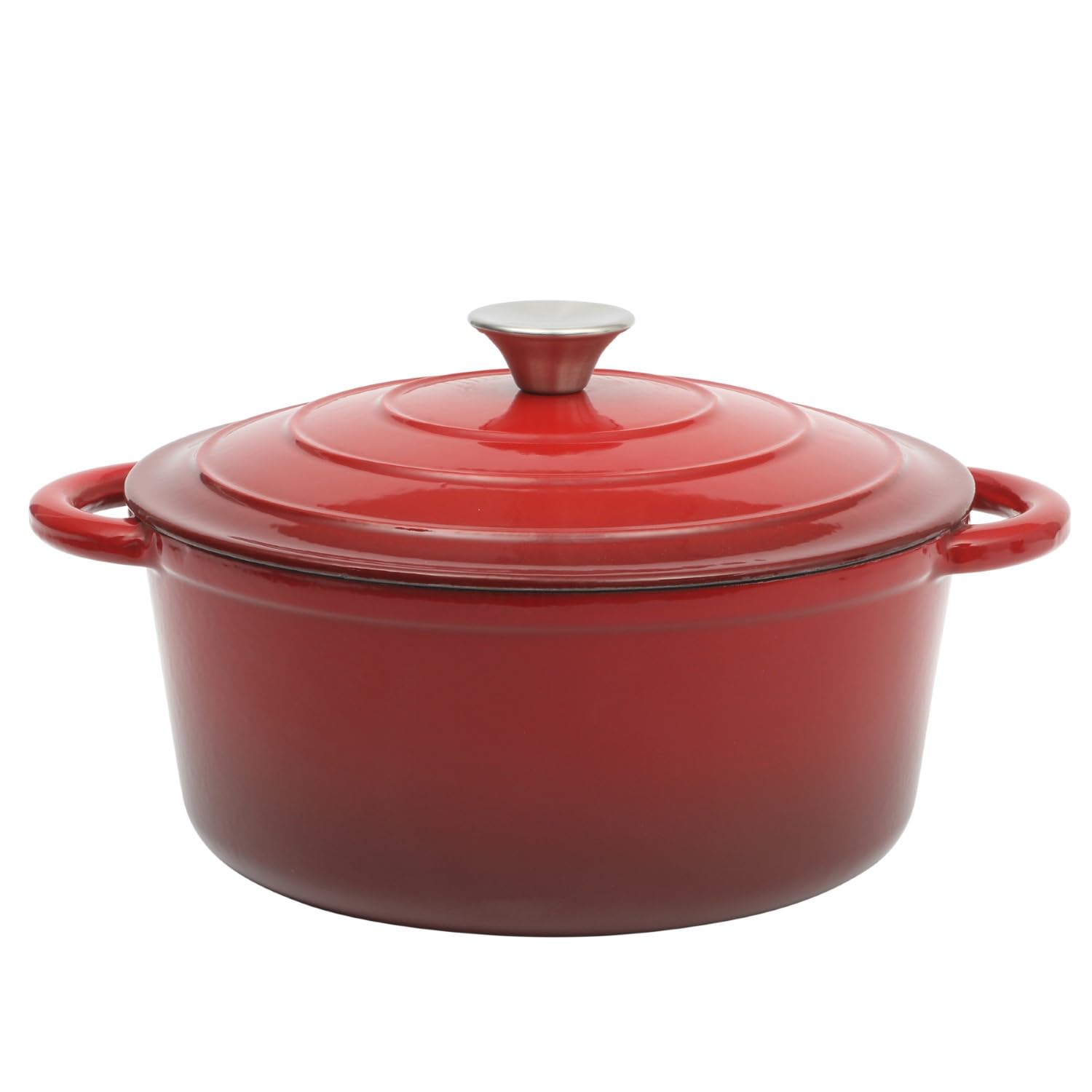 Gibson Home Addlestone 5-Quart Red Enamel Cast Iron Dutch Oven with Lid and Dual Handles - Durable Round Cooking Pot