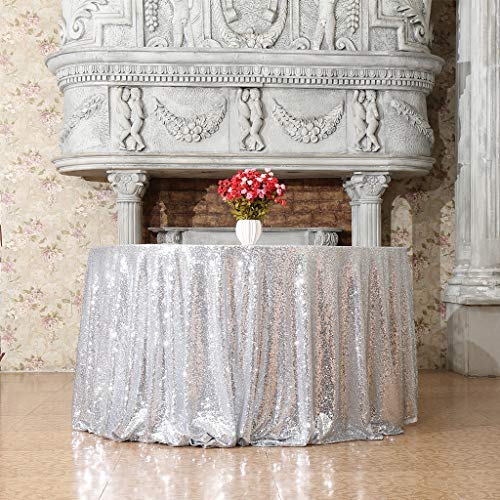 Eternal Beauty Sequin Tablecloth,Sparkly Table Cloth For Wedding Party, Christmas Decorations Round Glitter Tablecloth (120'', S