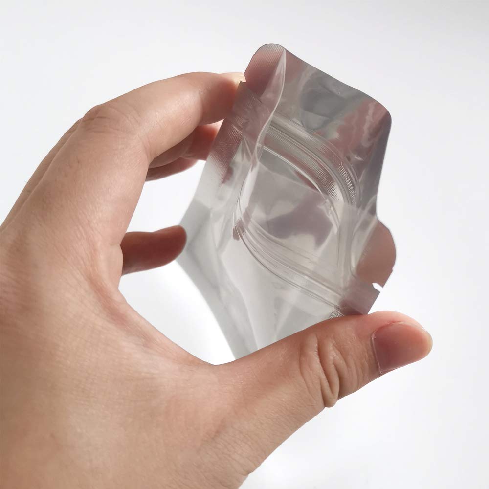Belinlen 200 Pack 3 X 4 Inch Ziplock Mylar Bags Resealable Clear Silver Bags Reusable Food Storage Aluminum Foil Pouch Bags For