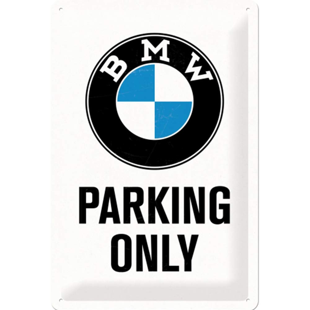 Nostalgic-Art Retro Tin Sign, 7.9 x 11.8, official license product (OLP), BMW - Parking Only White - Gift idea for car accessoir