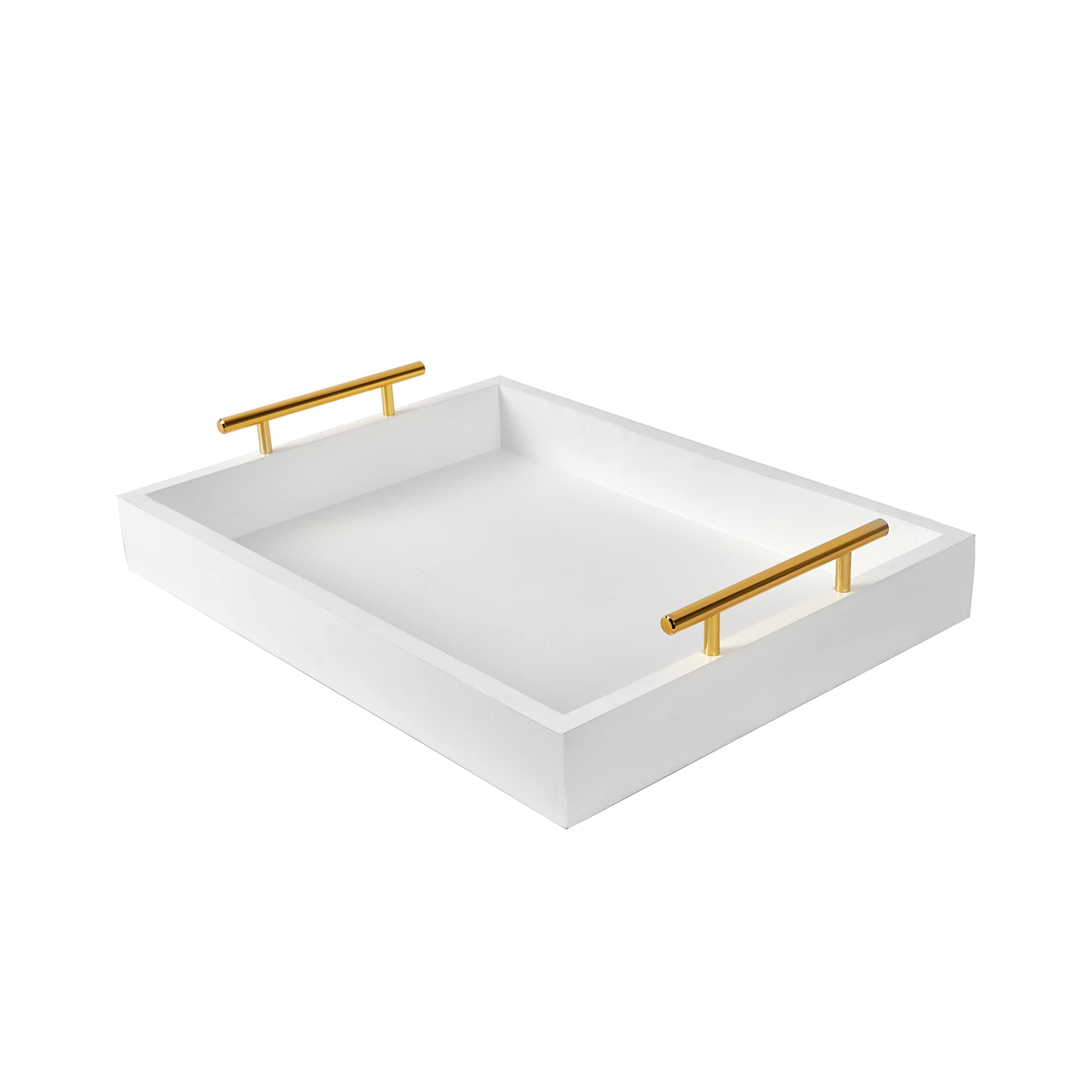 16''X12'' Serving Trays With Handles, White Decorative Serving Tray, Ottoman Trays, Living Room, Bathroom, And Outdoors Decorati