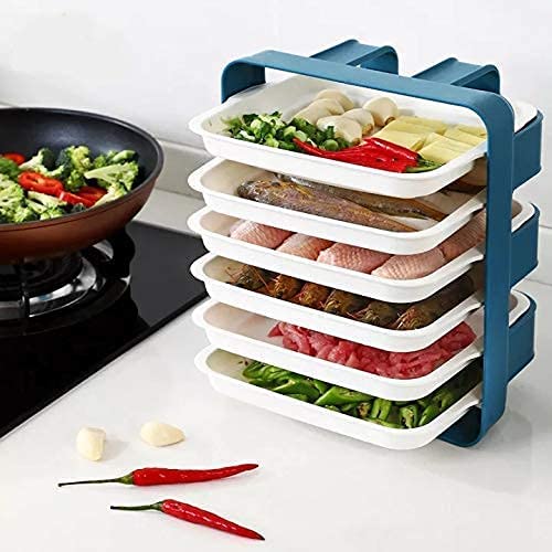 Vroxy Wall Mounted Fruit Vegetables Serving Tray Plate 6 Layer Kitchen Stackable Pot Side Dish Storage Rack Organizer Shelves Bo