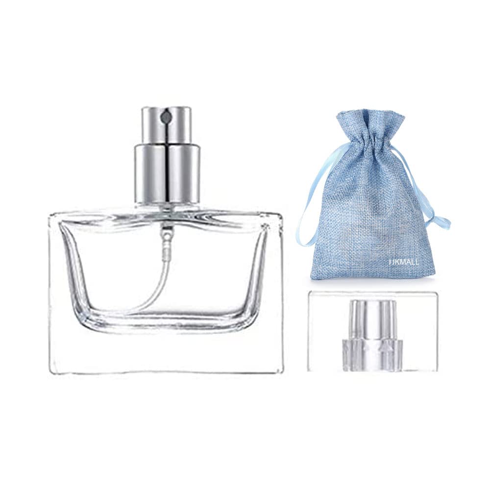 Jjkmall- 1Pcs 30Ml / 1 Oz. Clear Refillable Perfume Bottle, Portable Square Empty Glass Perfume Atomizer Bottle With Spray 1Pc F