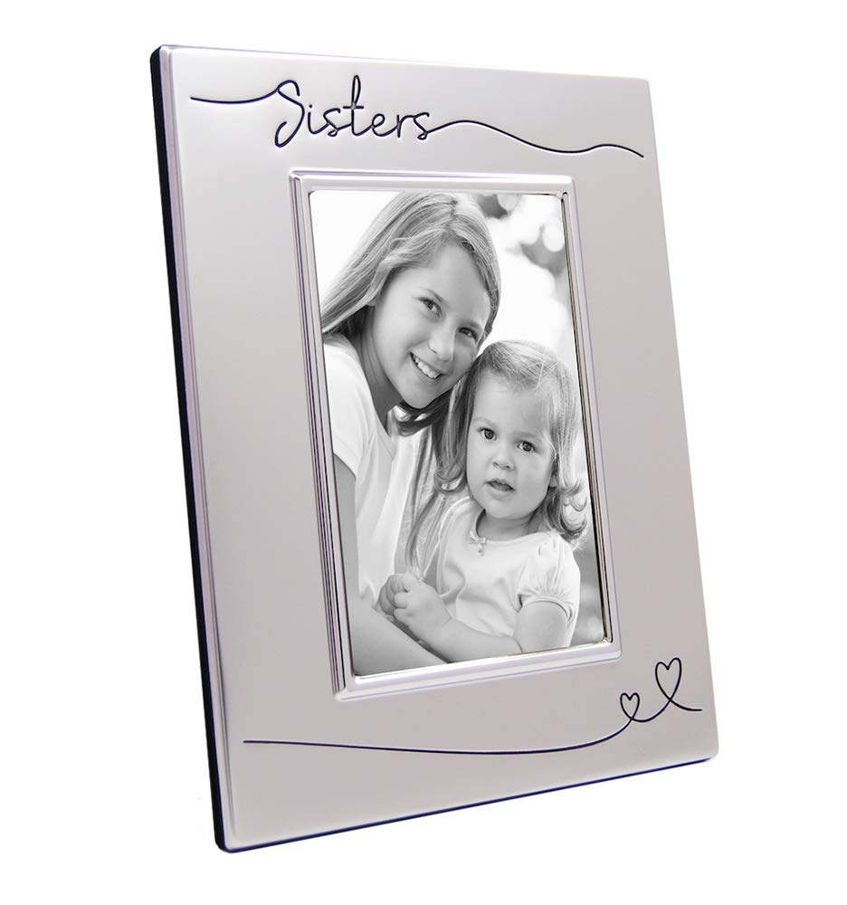 Haysom Interiors Beautiful Two Tone Silver Plated Sisters 4 x 6 Picture Frame with Black Velvet | Unique and Thoughtful Gift Ide