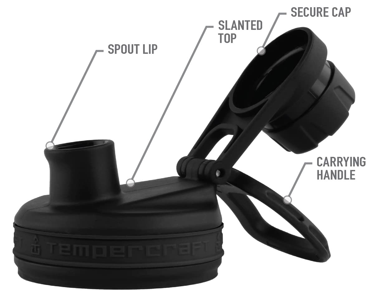 Tempercraft 32 Oz Vacuum Insulated Sport Bottle W/Laser Engraved Customization Options - Stainless Steel, Double-Walled, Wide Mo