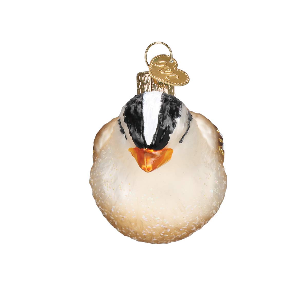 Old World Christmas White-Crowned Sparrow Glass Blown Ornament for Christmas Tree, Handcrafted Holiday Decoration, Bird Watcher