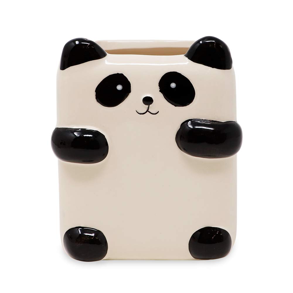 Isaac Jacobs Black And White Ceramic Makeup Brush Holder, Multi-Purpose Cup Organizer. Bathroom, Kitchen, Bedroom, Office D  Cor