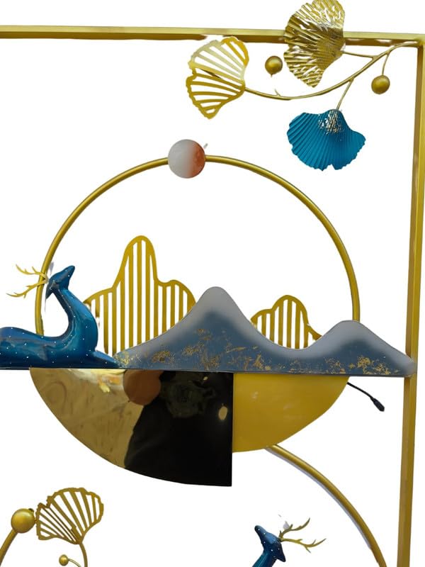 Rsn Big Metal Wall Decor,3D Handmade Deer With Zinko Leaves Iron Wall Art Decor, Large Modern Deer Home Metal Wall Hangings, Liv