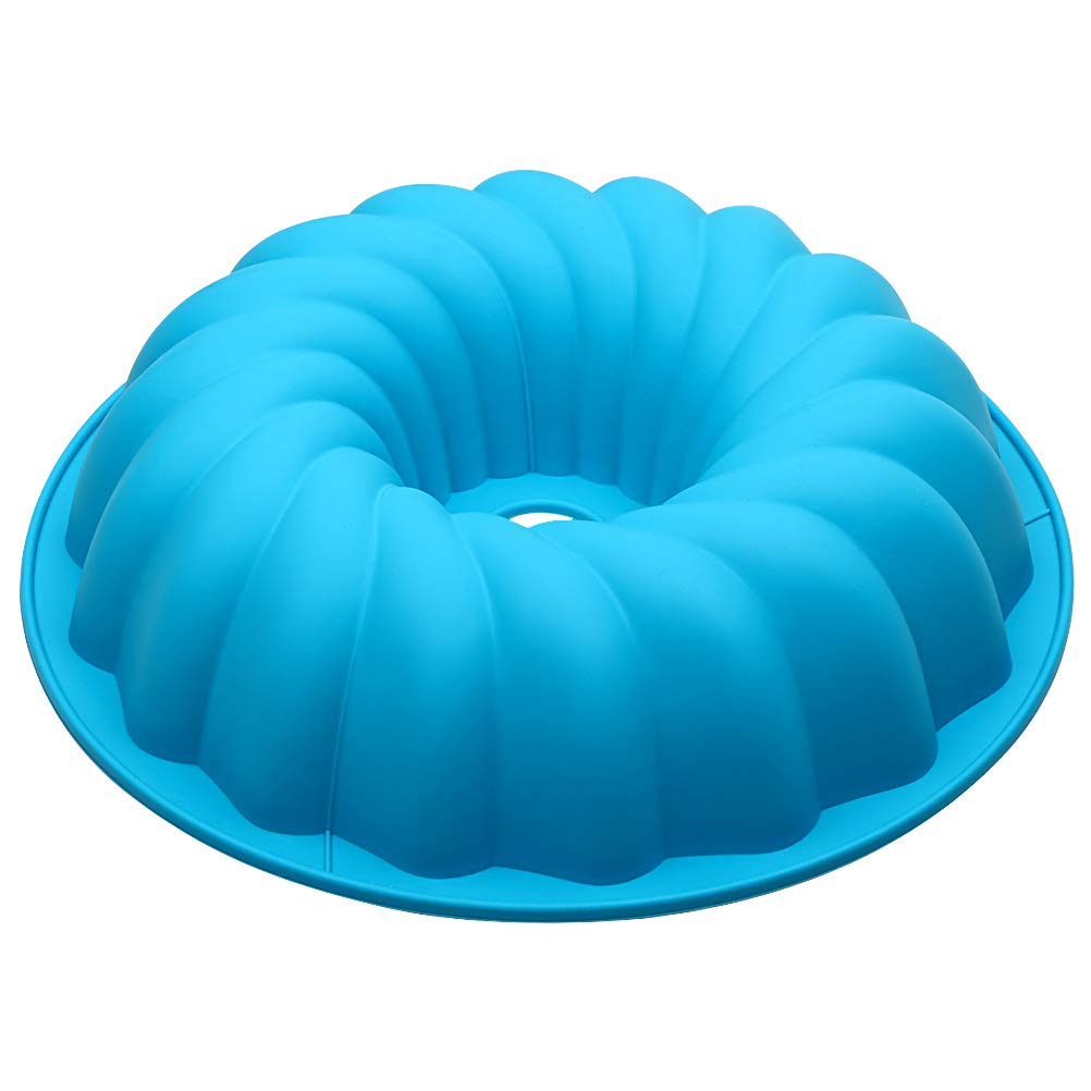 Alimat Plus Silicone Cake Pan 6 Cup, Round Fluted Cake Mold 9.8 Inch, Tube Cake Pan Silicone Baking Molds For Jello, Gelatin, Po