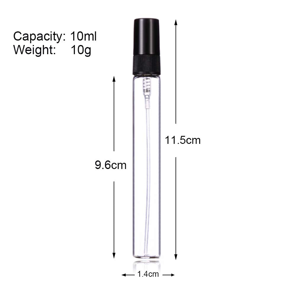 Enslz 10Ml Perfume Mist Spray Bottles Refillable Mini Empty Travel Clear Refillable Atomizer Glass Bottles 10Pcs(10Ml)