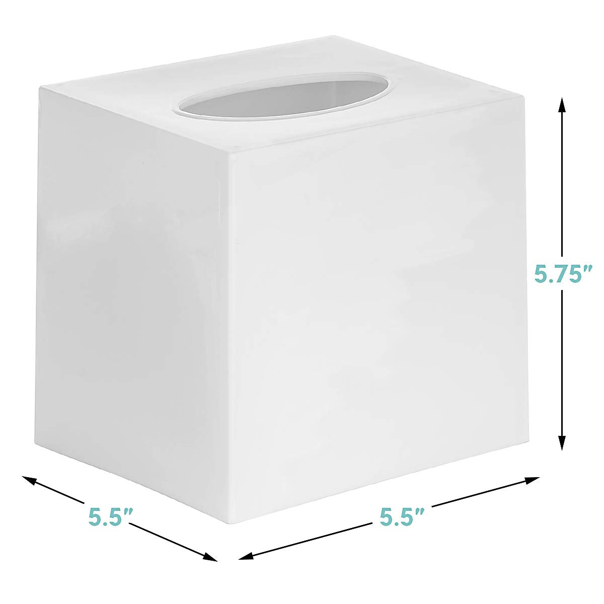 White Tissue Box Cover Square - Plastic Facial Tissue Box Holder - Decorative Cube Tissue Holder Dispenser Fits Any Vanity Count
