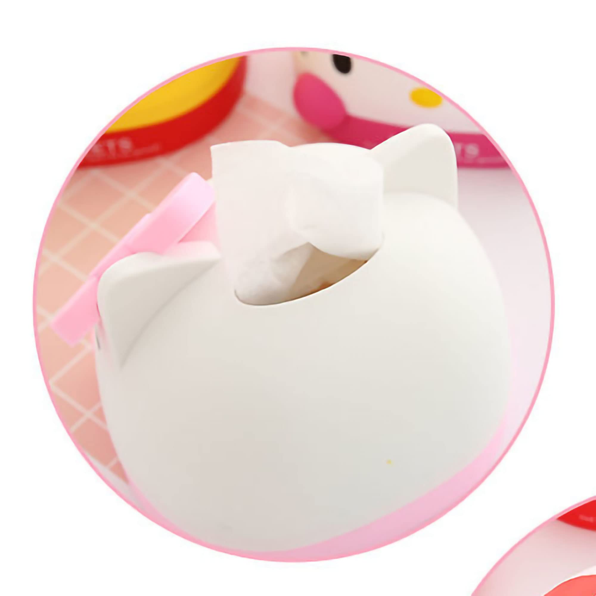 N/C Kawaii Pink Hello Kitty Tissue Box for Living Room Bedroom Bathroom car Office Tissue Dispenser Box  Table Decoration  6.8 x 6.7 x 6.6 ''