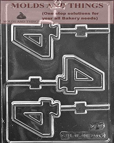 Number 4 Lolly Numbers And Letters Chocolate Candy Mold With Copywrited Molding Instructions
