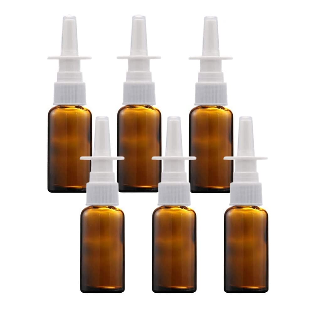 6Pcs 30 Ml/1 Oz Amber Empty Nasal Spray Bottles Refillable Fine Mist Sprayer Travel Containers Vials Cosmetic Storage Container
