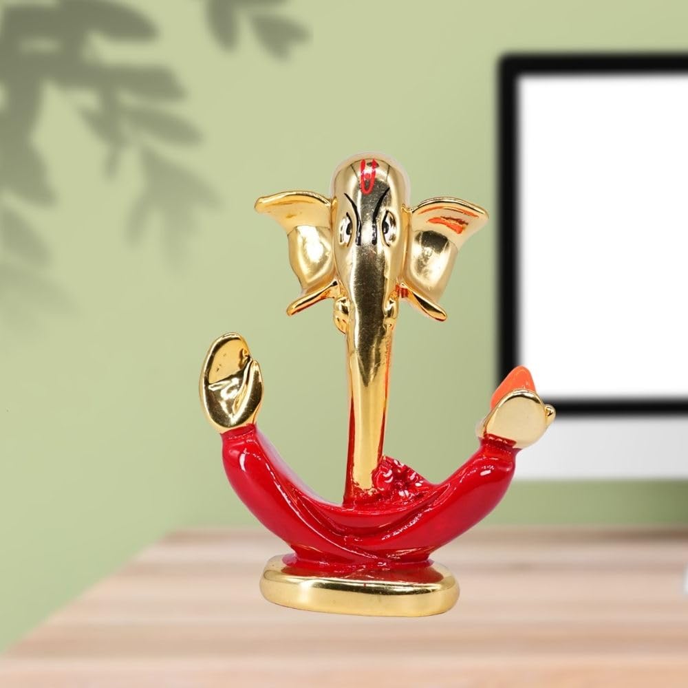 Aarya24Kt Gold Plated Anchor Ganesha |Ganpati Idol For Car Dashboard, Office Desk, Home Temple & Pooja Room | Prosperity,Success