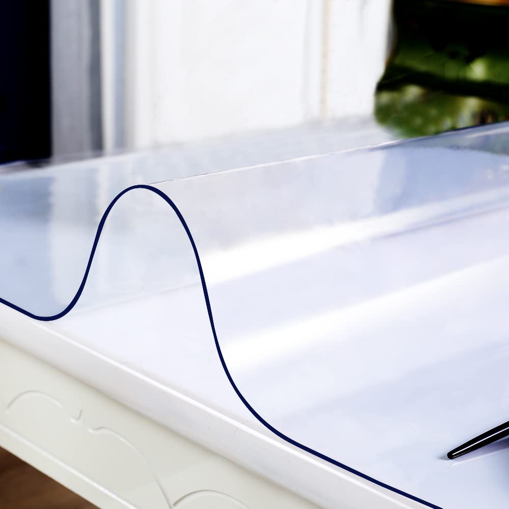 Vinyl Table Cloths Transparent Office Desk Blotter Mat Plastic Table Protector Vinal Tabletop Topper Easy Clean Wipeable Anti Sc