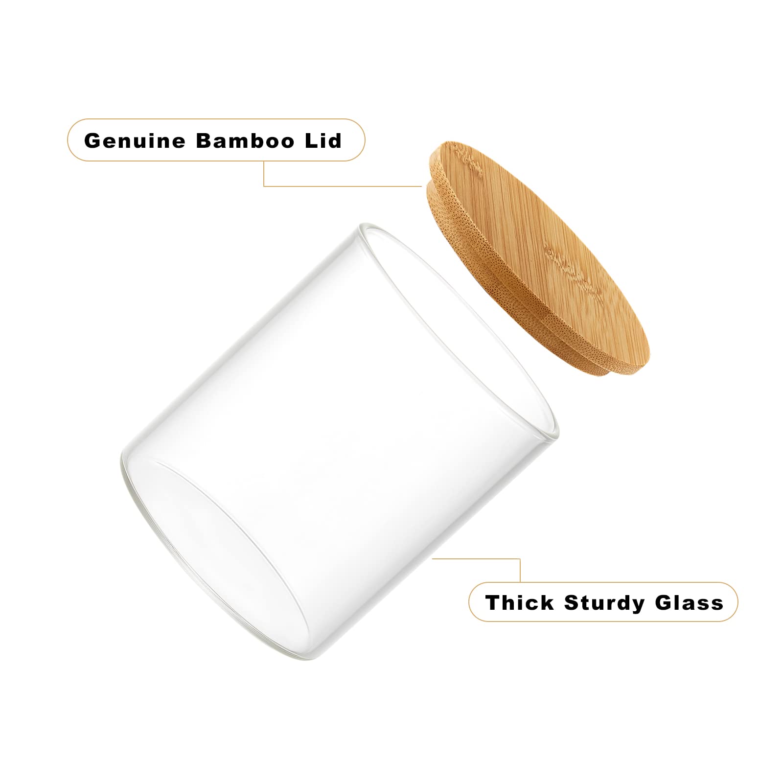 Iniunik Glass Qtip Holder Dispenser With Bamboo Lid - 2 Pack Apothecary Jars - Cotton Balls Pads Swabs Holder Jar - Bathroom Van